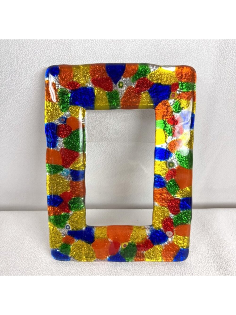 Murano Art Glass Picture Photo Frame Millefiori 7” X 5.25” Freestanding